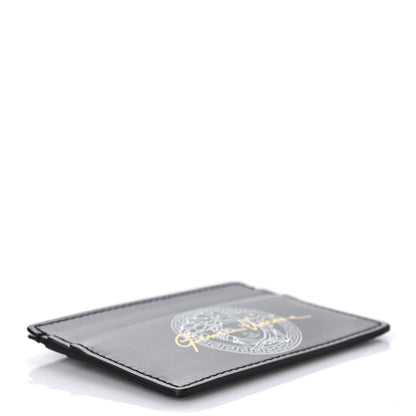 Versace Calfskin Logo Card Holder Black 4 of 7