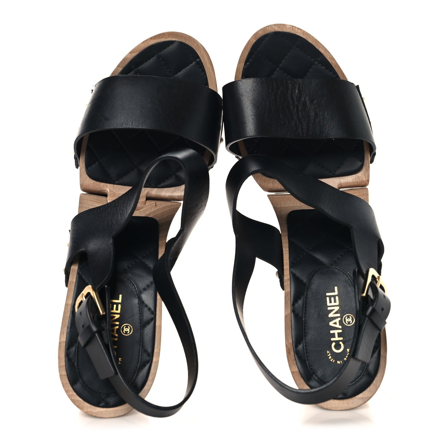 Chanel Wood Calfskin CC Hinge Wedge 41 Black 2 of 9