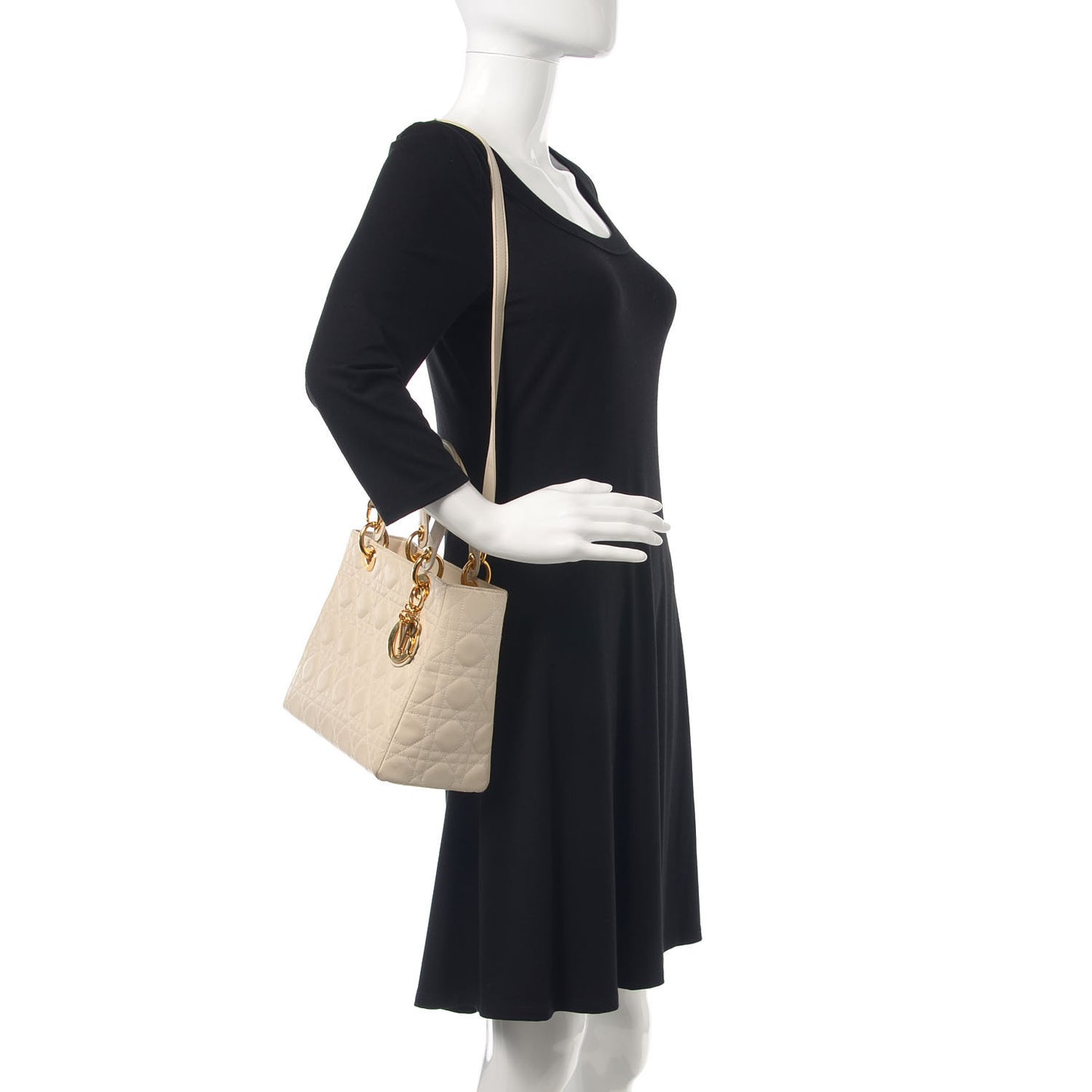 Lambskin Cannage Medium Lady Dior White