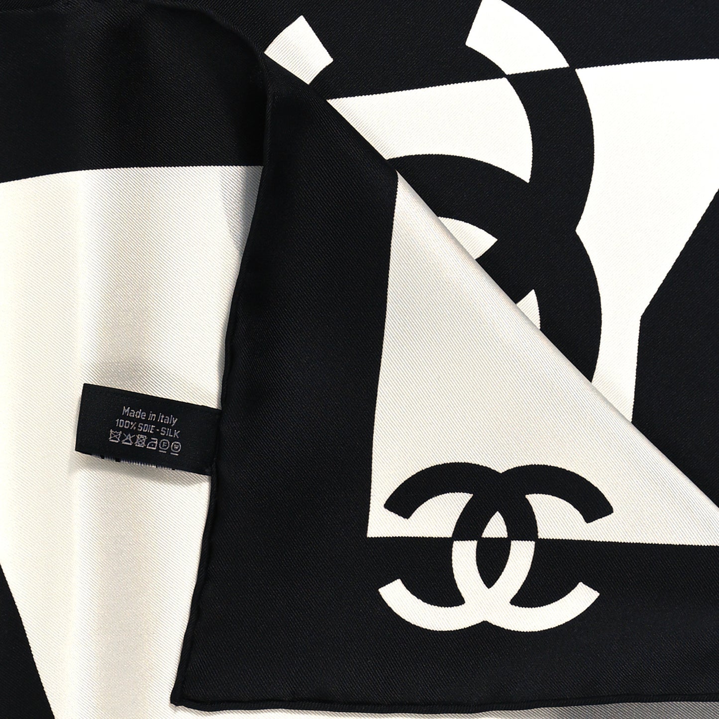 Silk Coco CC Square Scarf Black Ivory