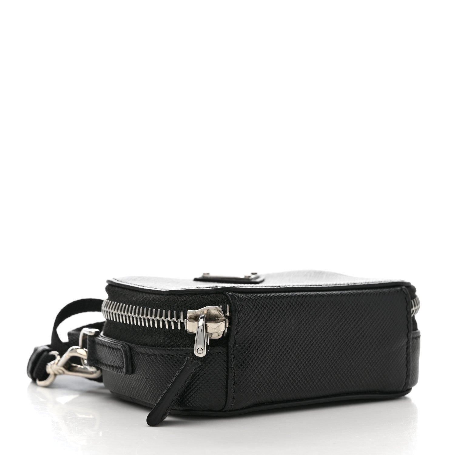 Prada Saffiano Travel Metal Triangle Logo Mini Pouch Shoulder Bag Black 4 of 6