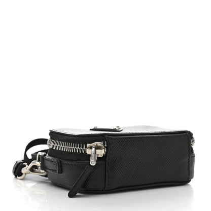 Prada Saffiano Travel Metal Triangle Logo Mini Pouch Shoulder Bag Black 4 of 6