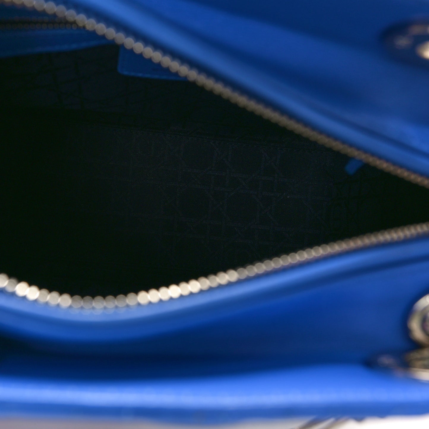 Lambskin Cannage Medium Lady Dior Blue Persan