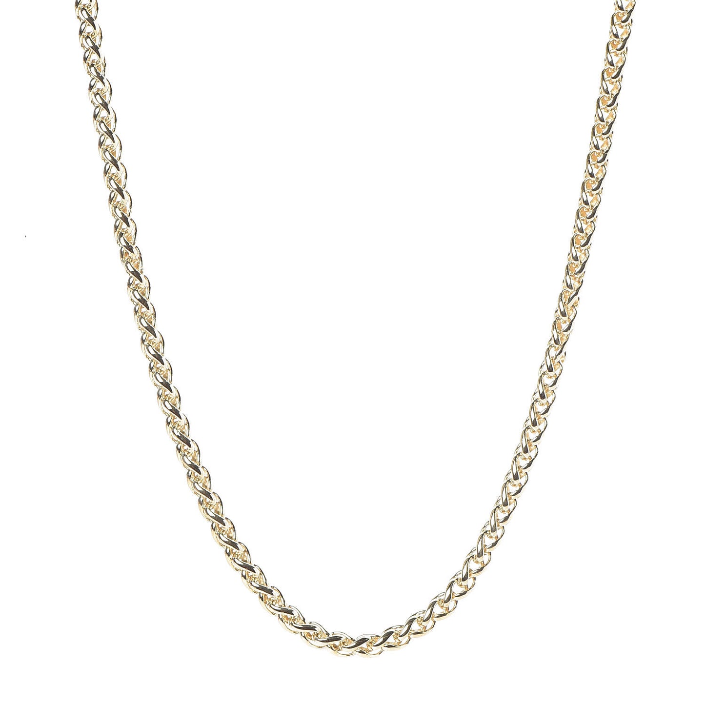 18K Yellow Gold 4mm Wheat Chain Necklace 16"