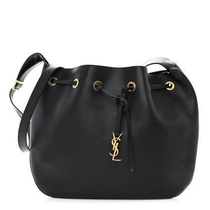 Saint Laurent Smooth Calfskin Paris VII Large Flat Hobo Black 3 of 19