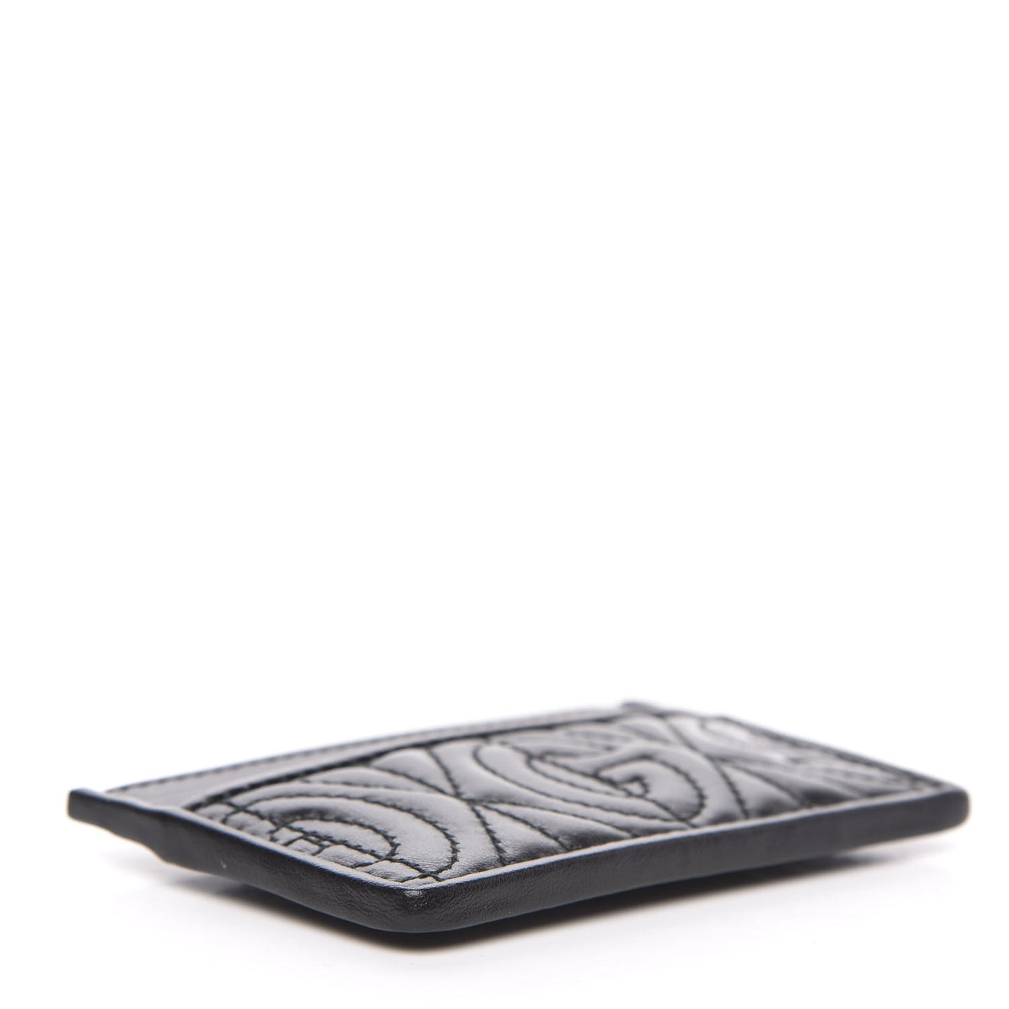 Calfskin G Rhombus Quilted Card Holder Black