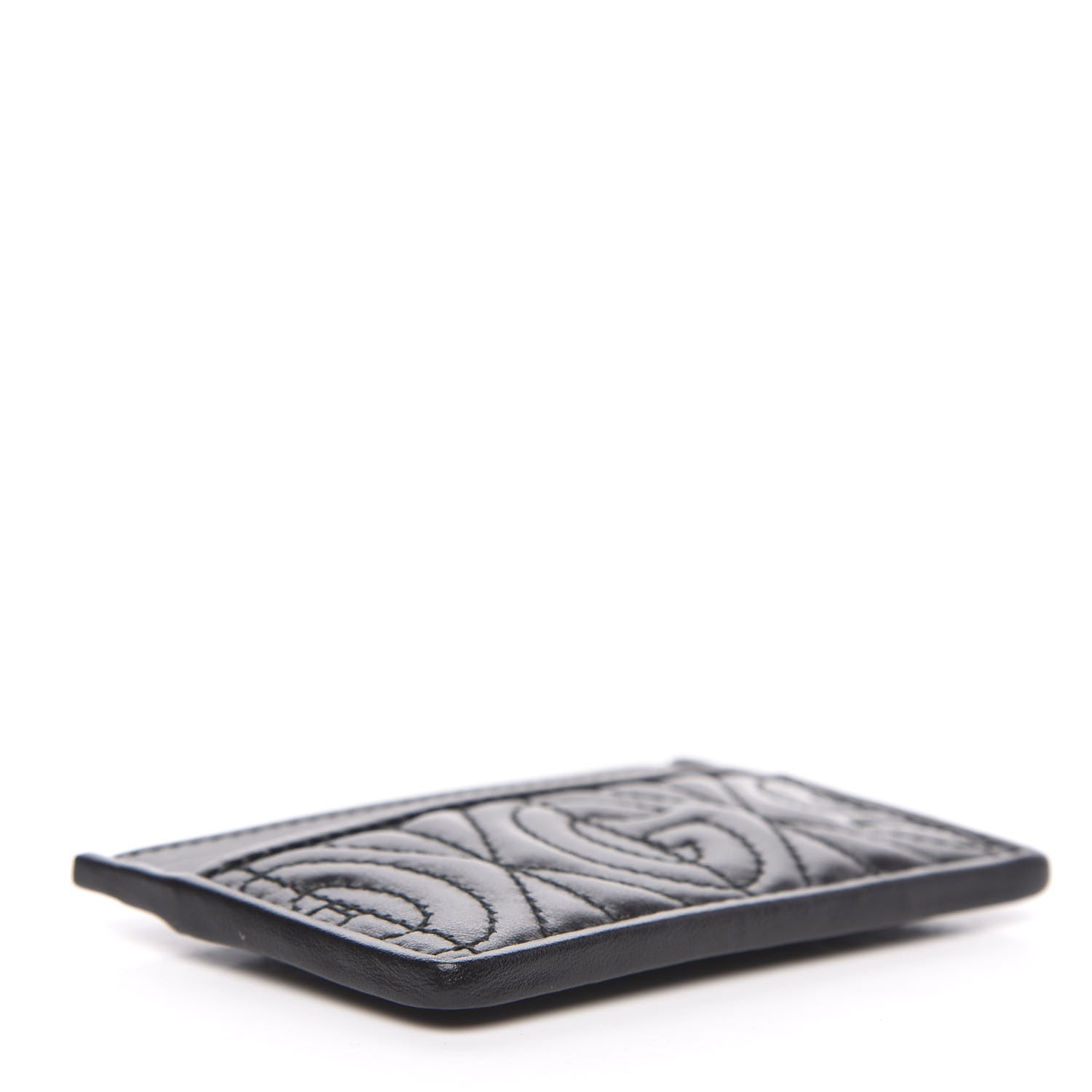 Gucci Calfskin G Rhombus Quilted Card Holder Black 4 of 7