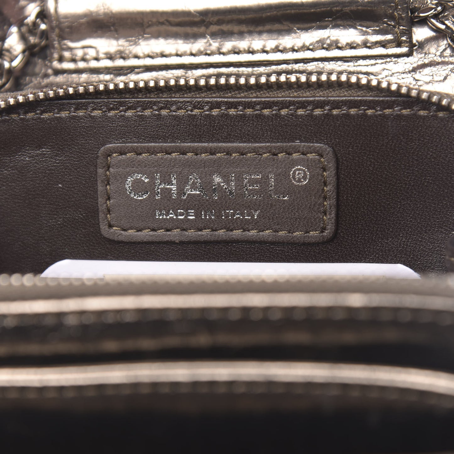Crackled Aged Calfskin Mini Crossbody Flap Pewter