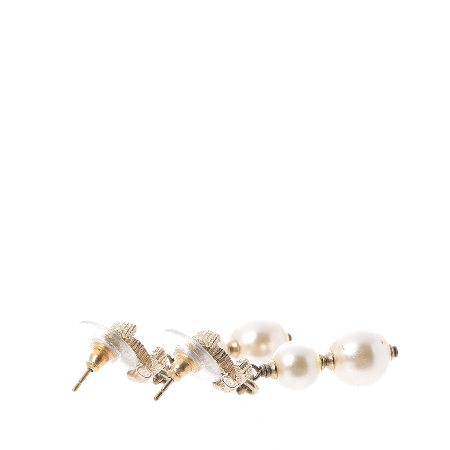 Pearl CC Drop Earrings Gold