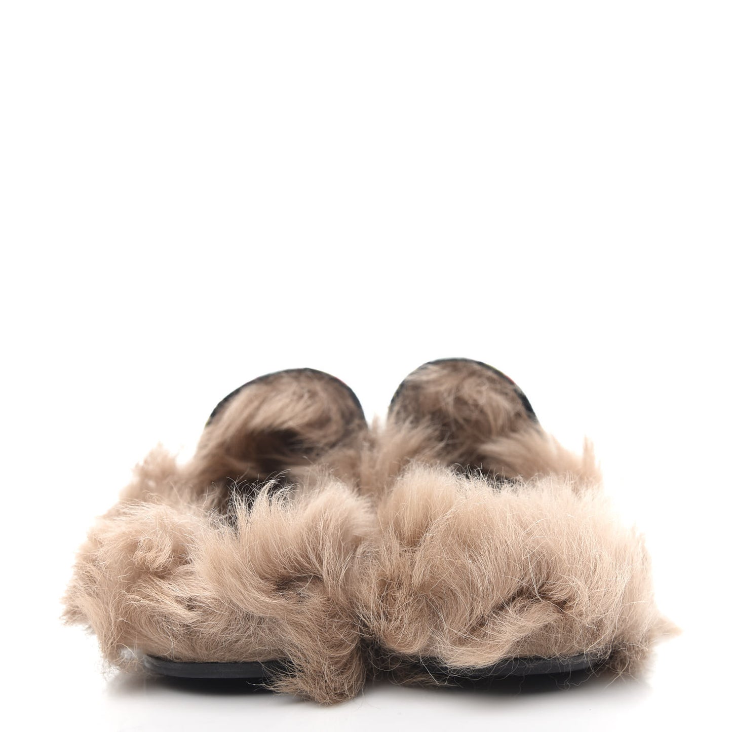 Velvet Fur Floral Womens Princetown Slippers 39.5 Black