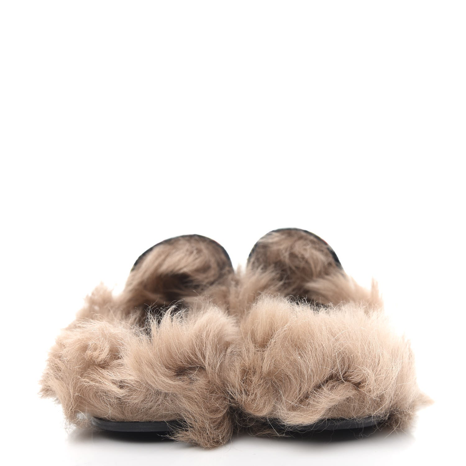 Gucci Velvet Fur Floral Womens Princetown Slippers 39.5 Black 7 of 9