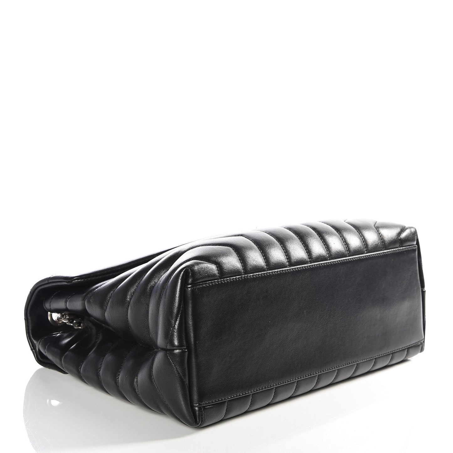 Calfskin Y Quilted Monogram Medium Loulou Chain Satchel Black