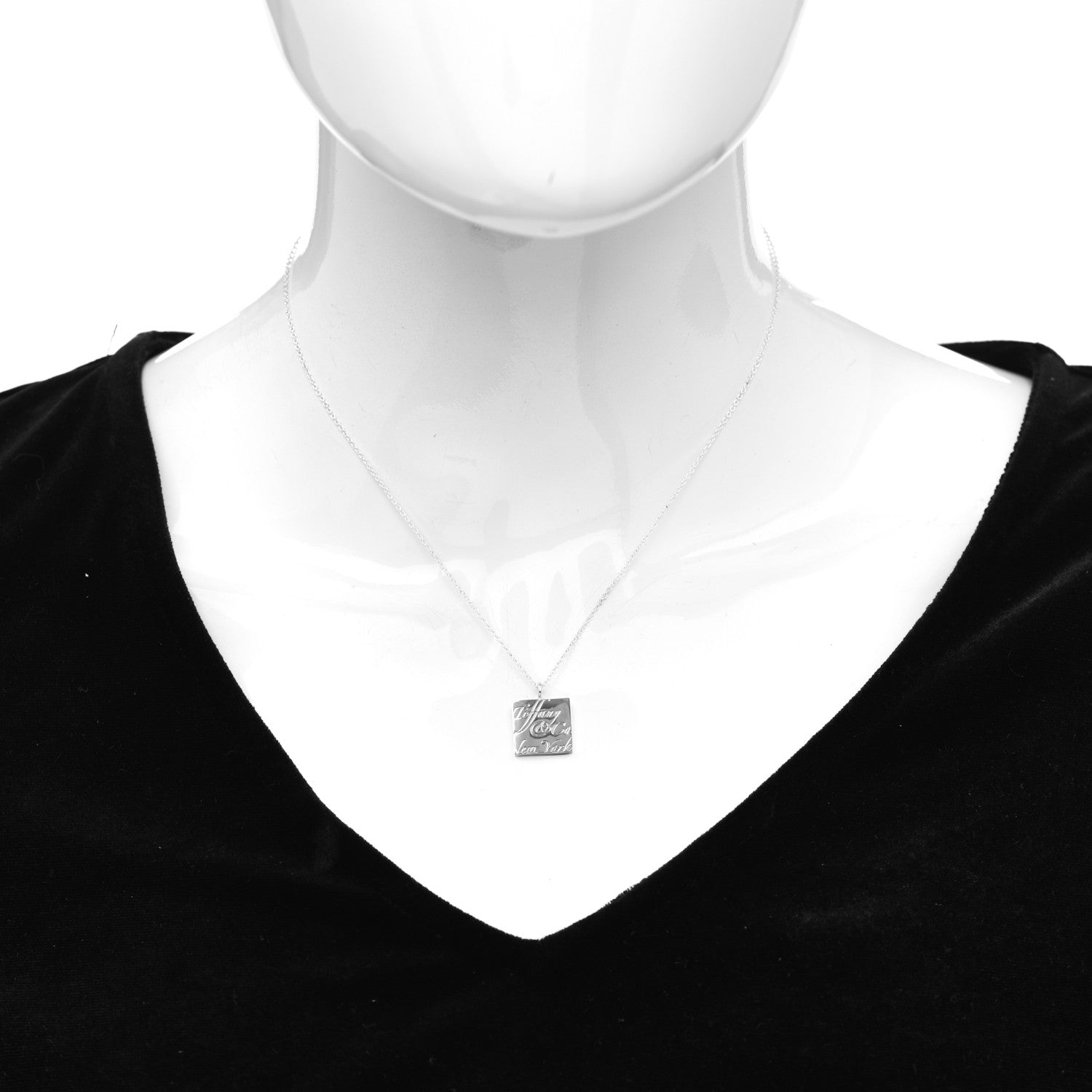 Tiffany Sterling Silver Love Notes Square Pendant Necklace 2 of 4