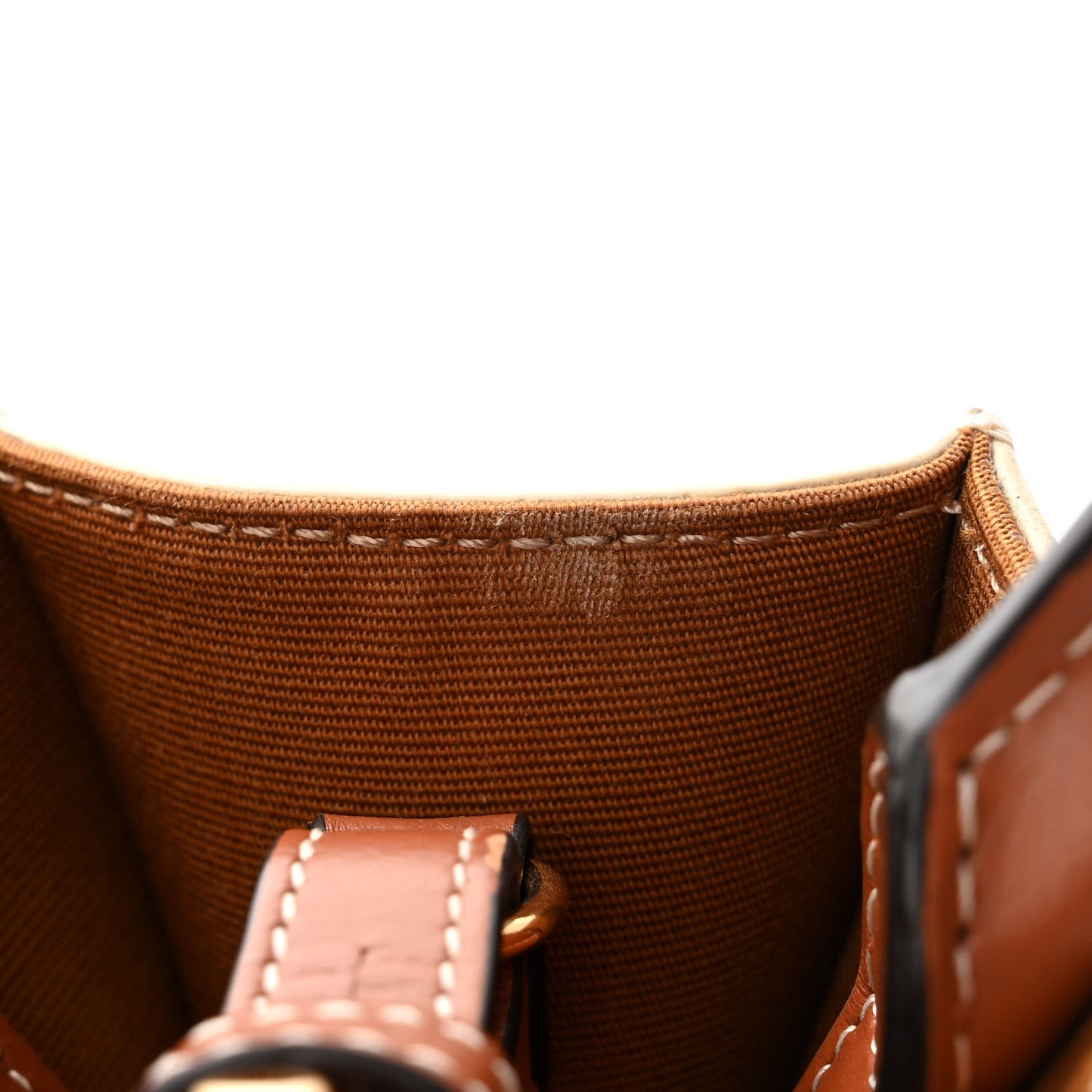 Triomphe Canvas Calfskin Mini Vertical Cabas White