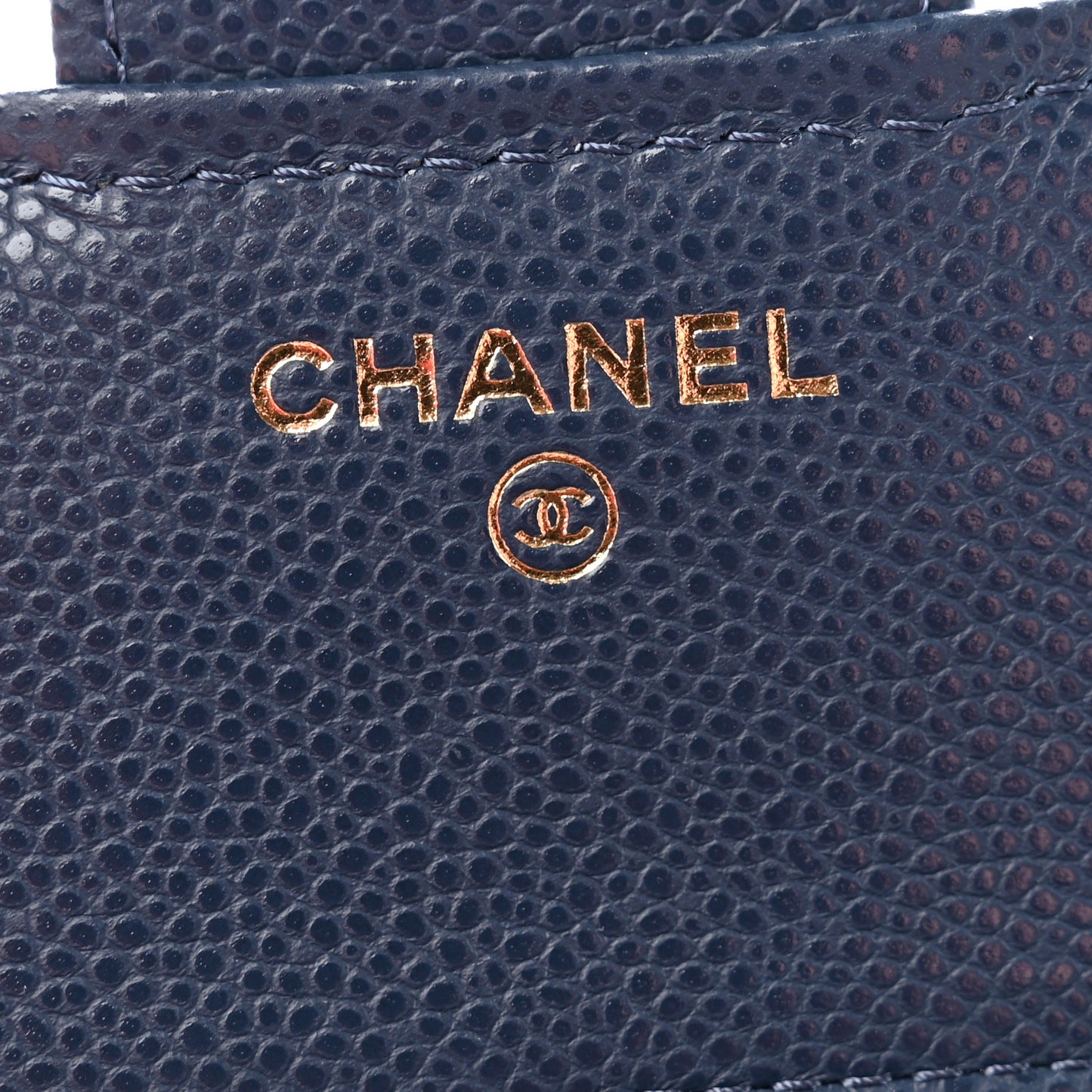 Caviar Quilted Compact Flap Wallet Navy