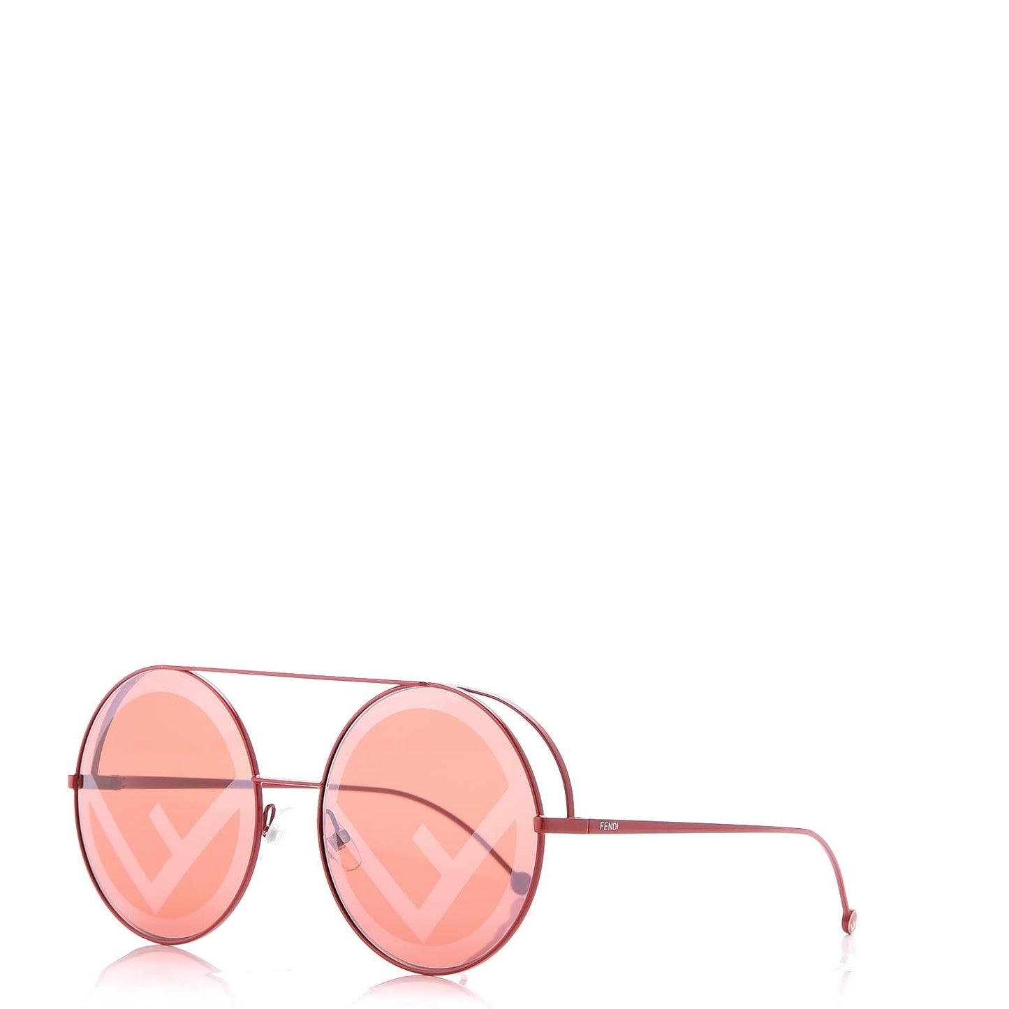 Metal F is Fendi Printed Run Away Round Frame Sunglasses FF 0285/S Red