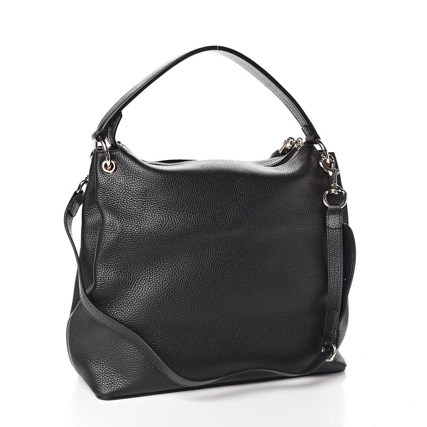 Pebbled Calfskin Large Soho Hobo Black