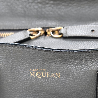 Alexander McQueen Pebbled Calfskin Small Skull Padlock Zip Around Tote Grey 14 of 14