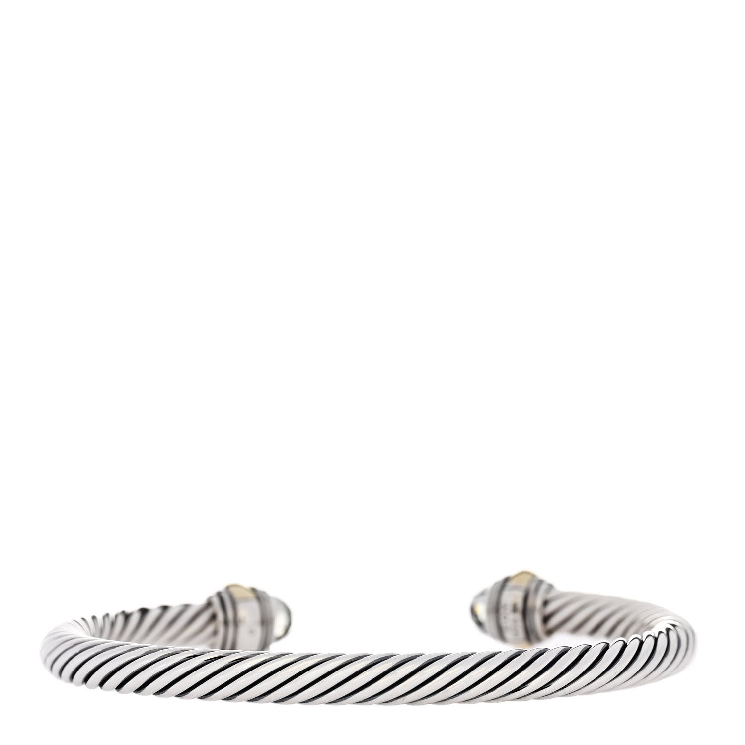 David Yurman Sterling Silver 14K Yellow Gold Prasiolite 7mm Cable Classics Bracelet 2 of 5