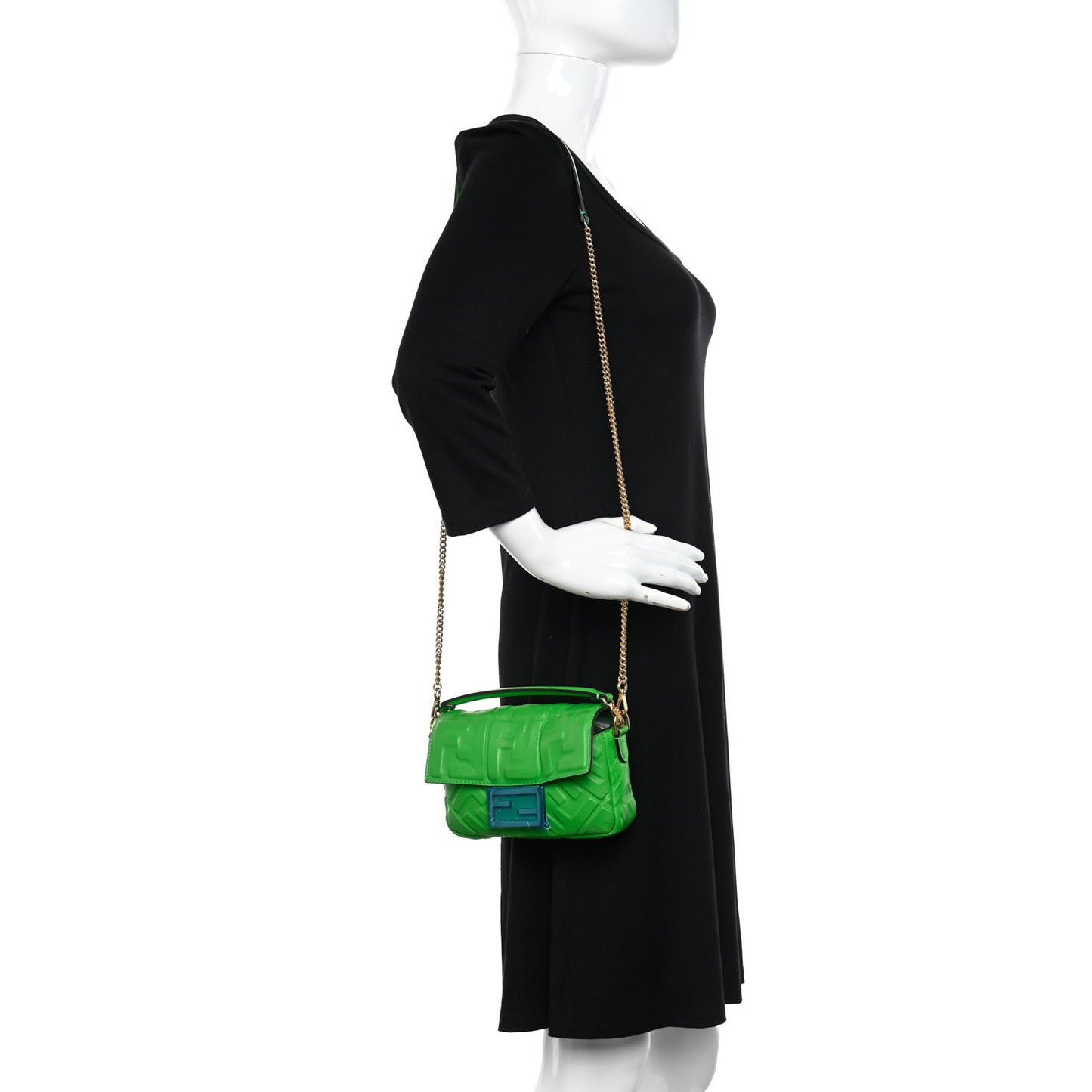 Nappa FF 1974 Embossed Mini Baguette Tomatillo