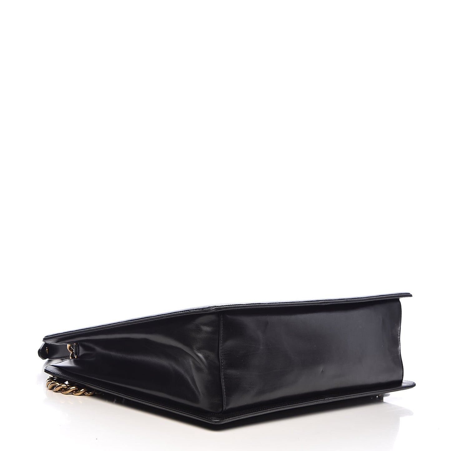 Glazed Calfskin Boy Tote Black
