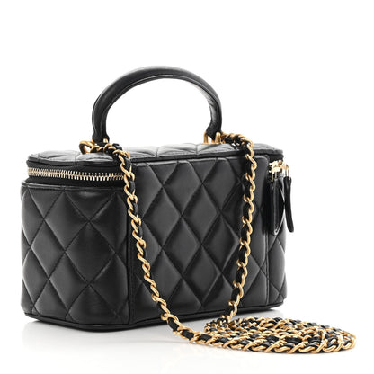 Chanel Lambskin Quilted Small Top Handle Vanity Case With Chain Black 3 of 13