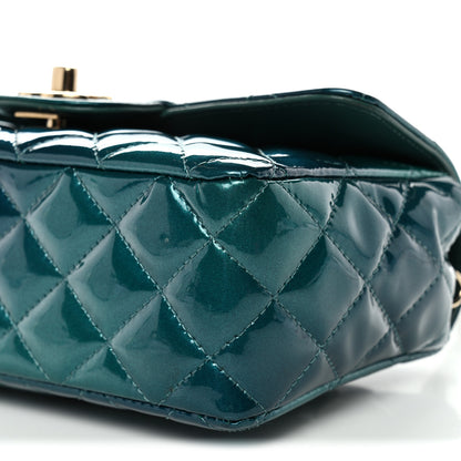 Chanel Shaded Patent Calfskin Quilted Mini Rectangular Flap Green Blue 10 of 11