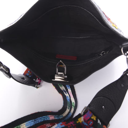 Valentino Garavani Calfskin Beaded Guitar Strap Rockstud Rolling Hobo Bag Black 4 of 8