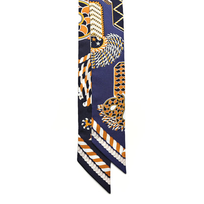 Hermes Silk Epaulettes De Gala Twilly Marine Gold White 2 of 6