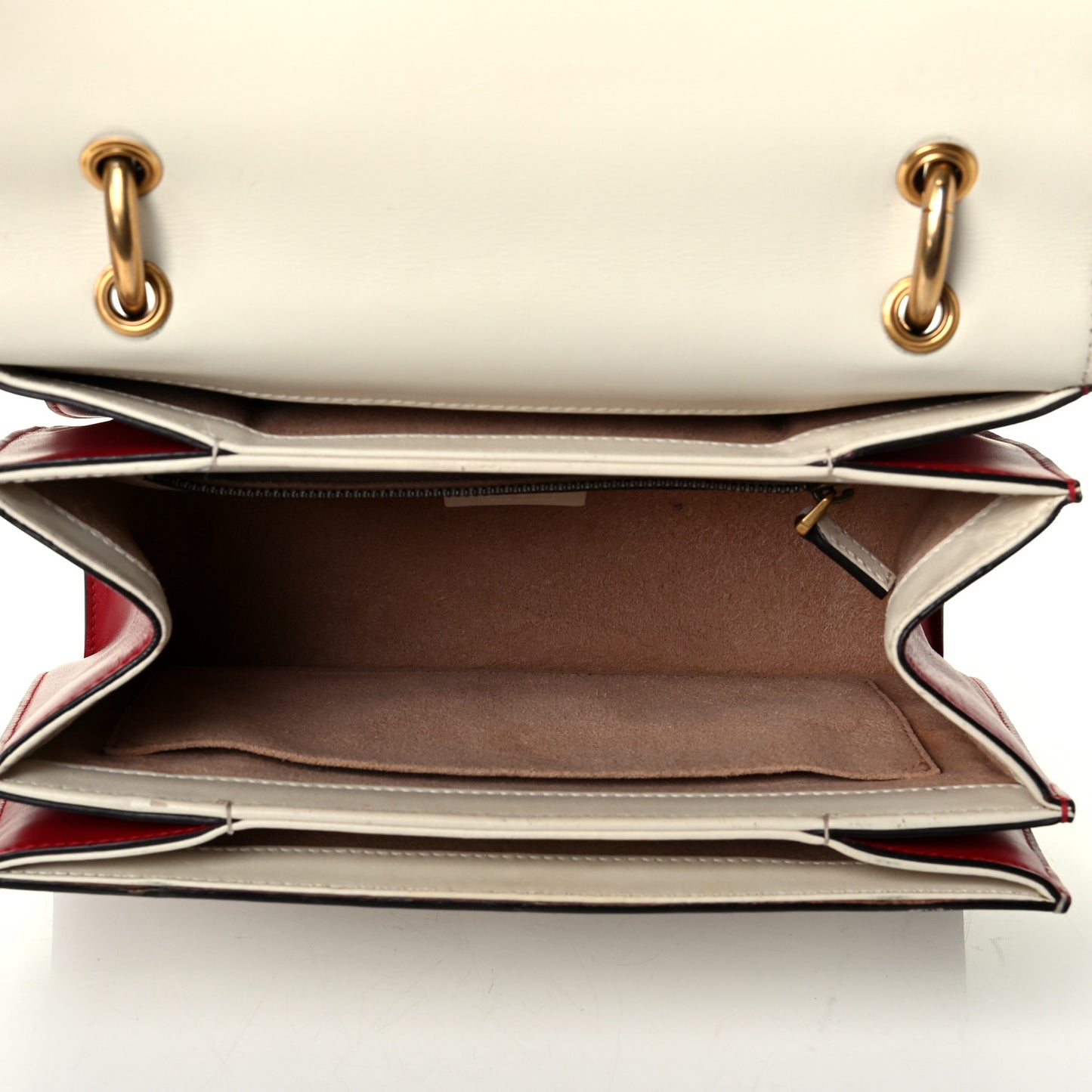 Calfskin Sylvie Web Small Queen Margaret Top Handle Bag Hibiscus Red Mystic White