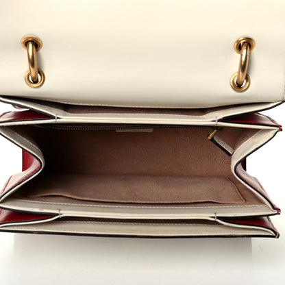 Gucci Calfskin Sylvie Web Small Queen Margaret Top Handle Bag Hibiscus Red Mystic White 4 of 8