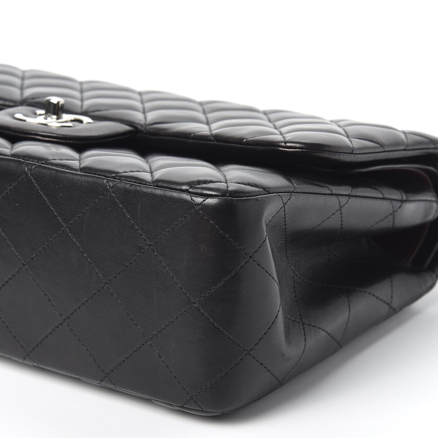 Lambskin Quilted Jumbo Double Flap Black