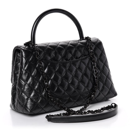 Chanel Aged Calfskin Quilted Small Coco Handle Flap So Black 4 of 11