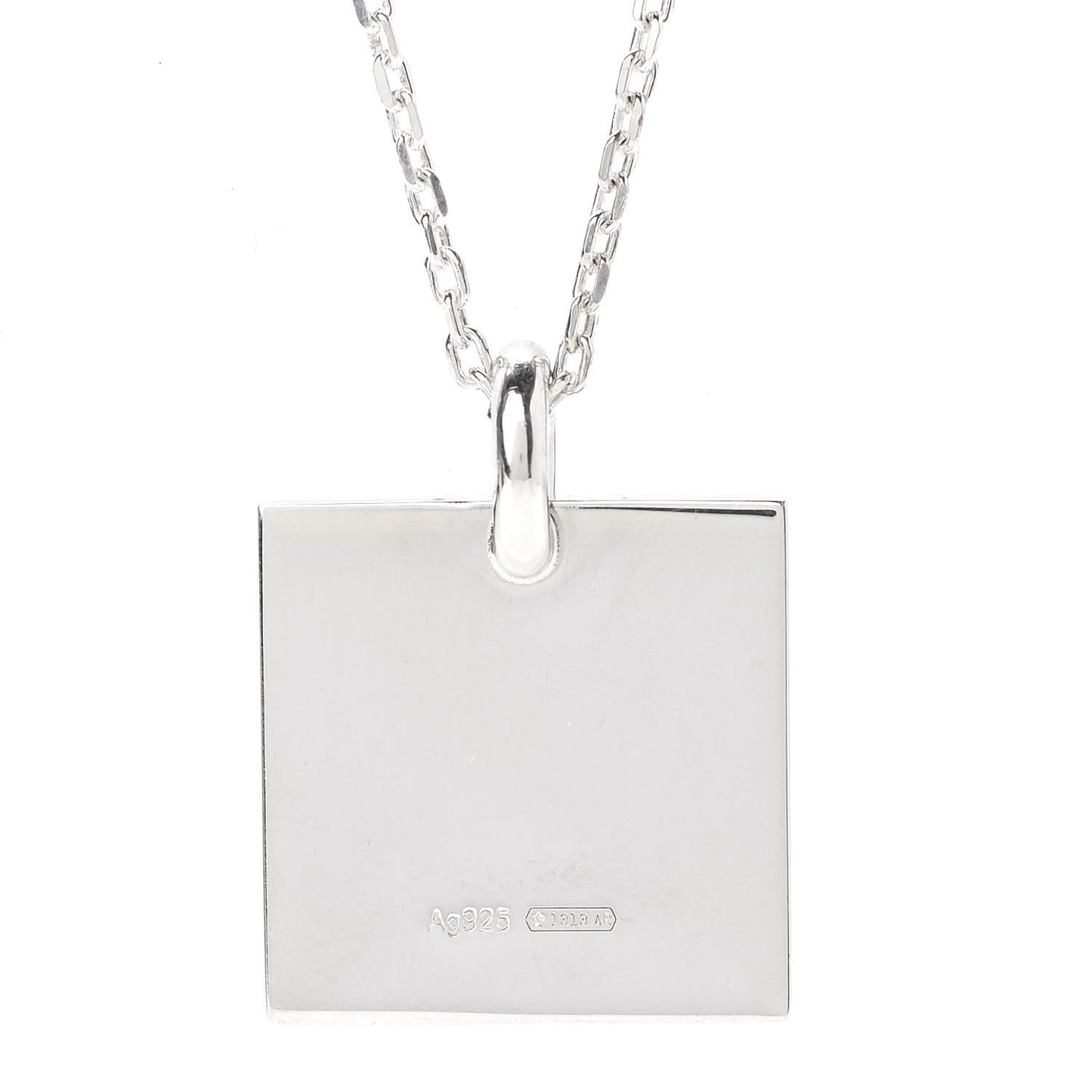 Sterling Silver Trademark Logo Square Pendant Necklace