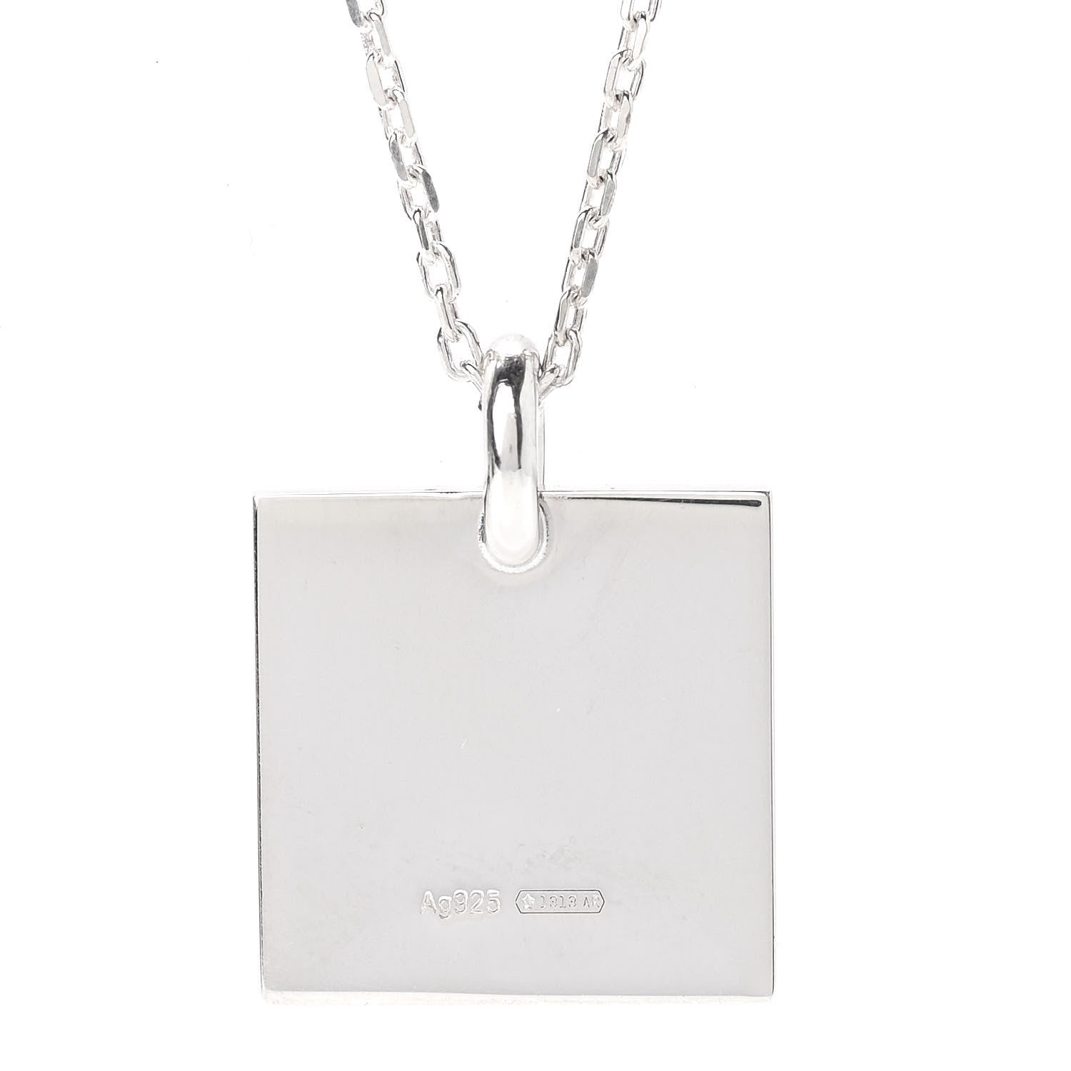 Gucci Sterling Silver Trademark Logo Square Pendant Necklace 4 of 5