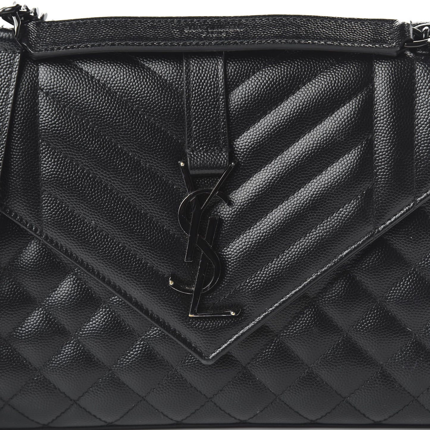Grain De Poudre Textured Mixed Matelasse Triquilt Medium Monogram Satchel Black