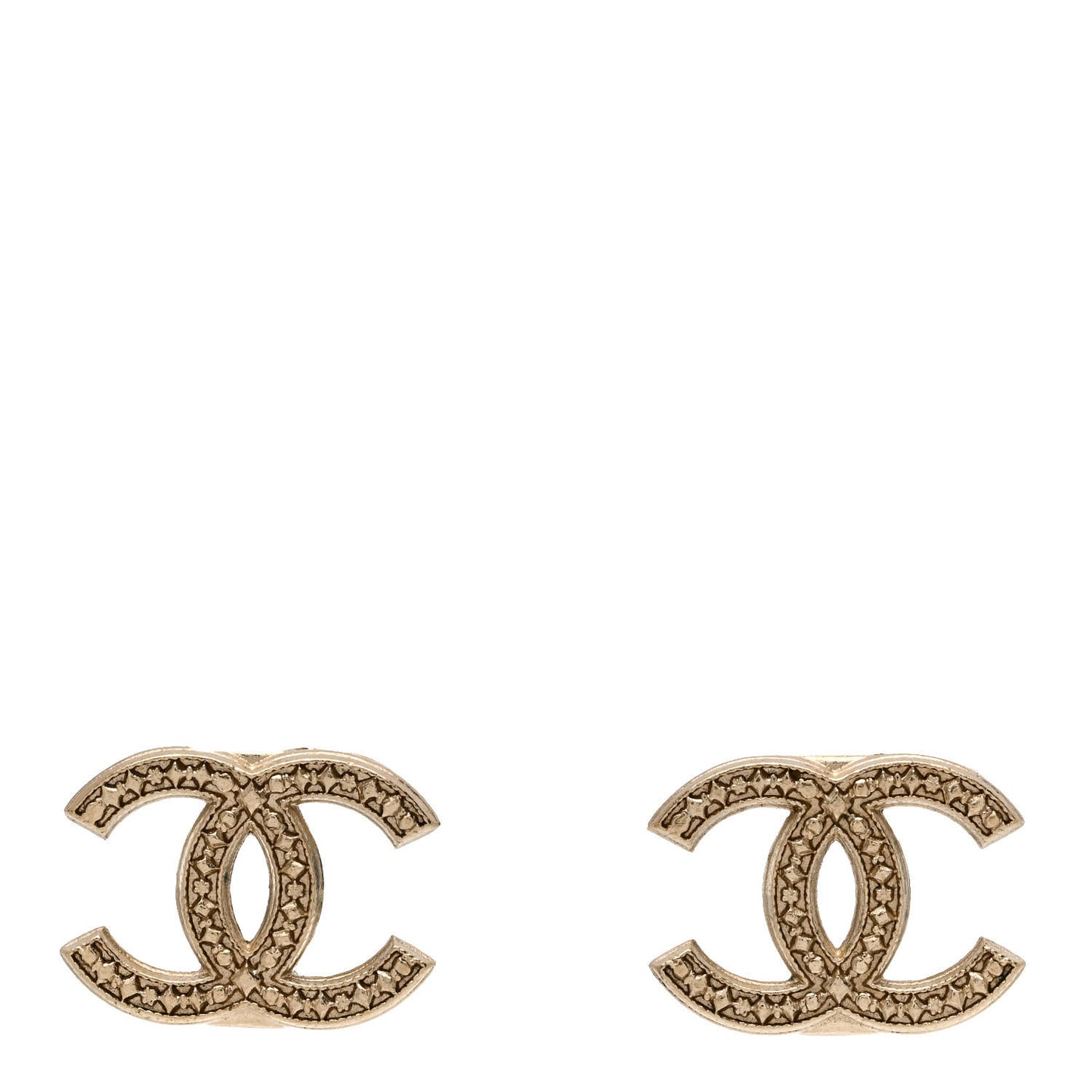 Textured CC Clip On Earrings Gold