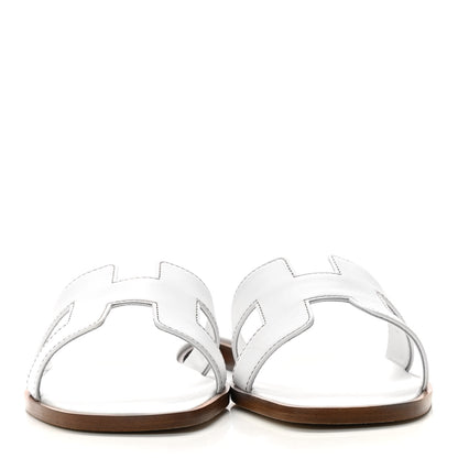 Hermes Box Calfskin Oran Sandals 37.5 White 2 of 8