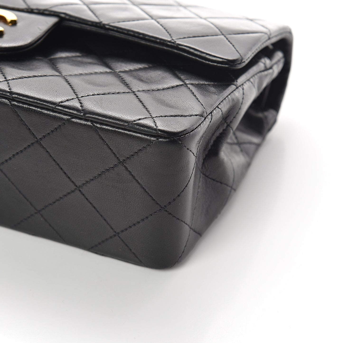 Lambskin Quilted Small Double Flap Black