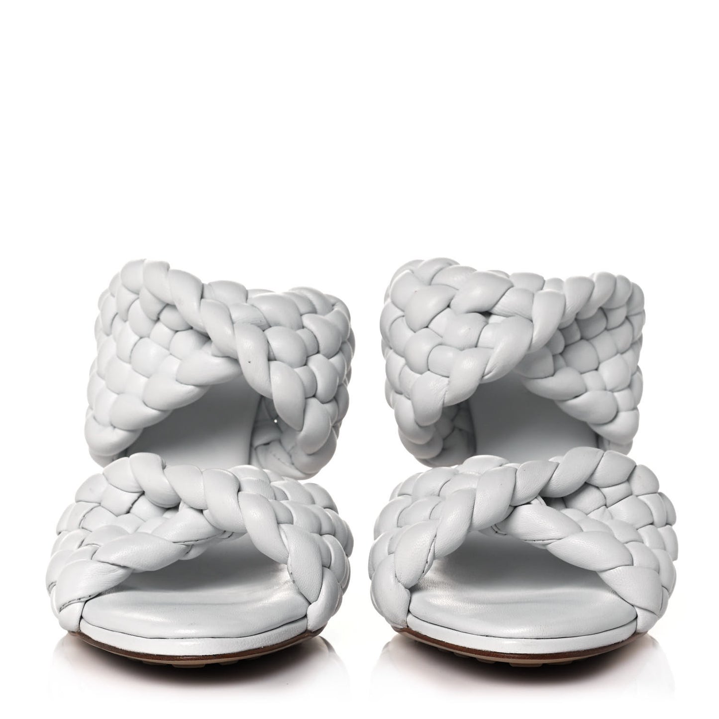 Nappa Twisted Padded Intrecciato Curve Slide Sandals 36 Optic White
