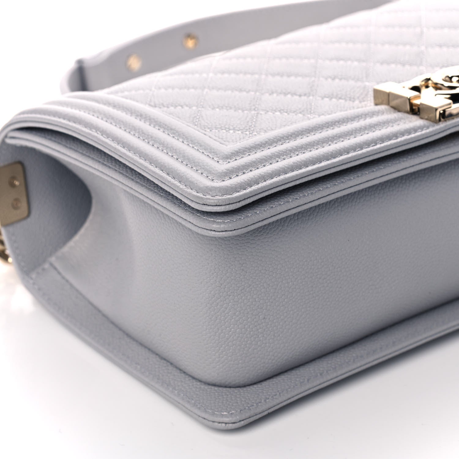 Chanel Caviar Quilted Medium Boy Flap Light Grey 9 of 10