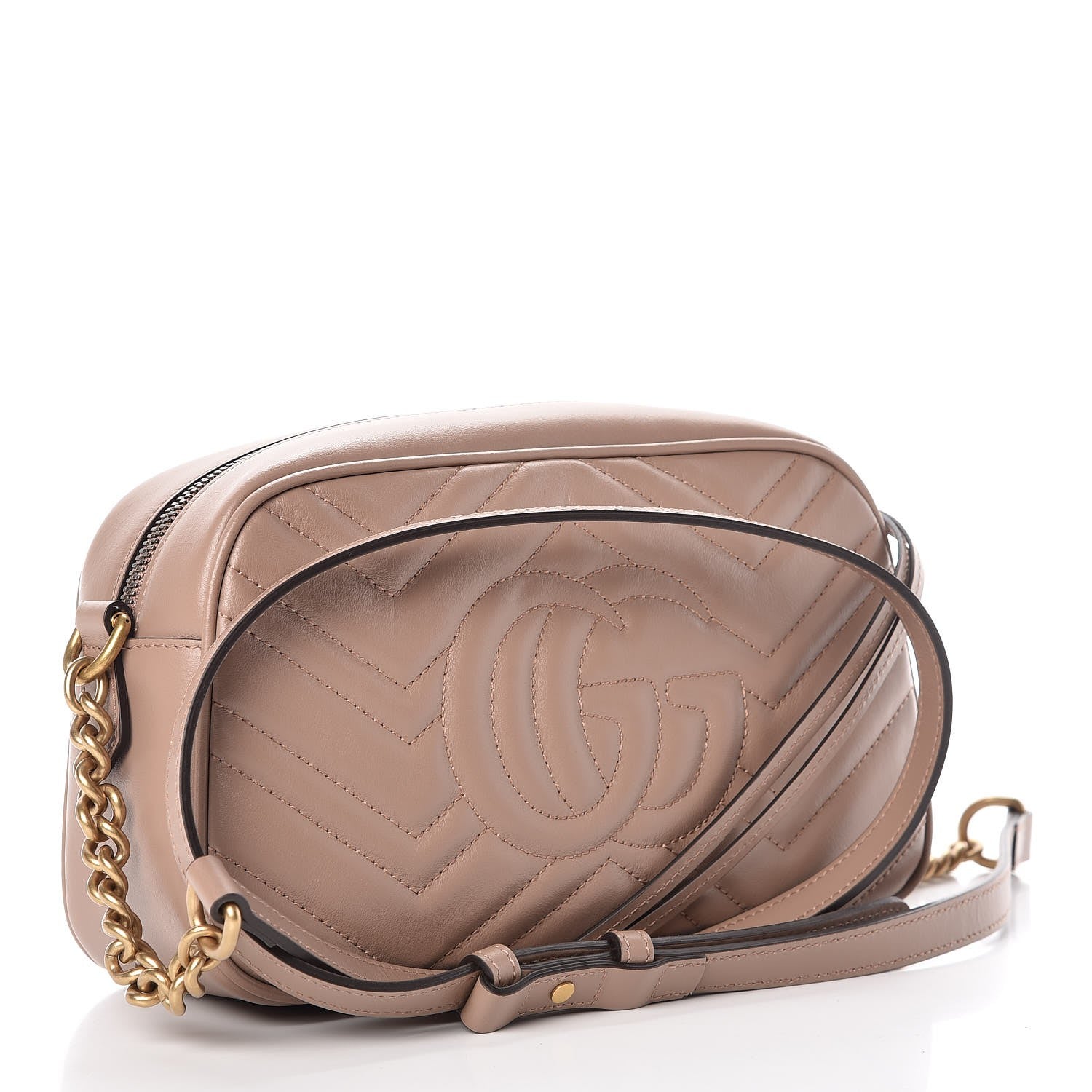 Gucci Calfskin Matelasse Small GG Marmont Chain Shoulder Bag Taupe 3 of 8