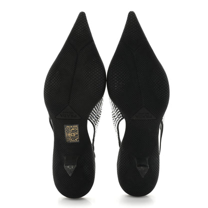 Prada Satin Crystal Logo 45mm Slingback Pumps 37 Cristal 5 of 12