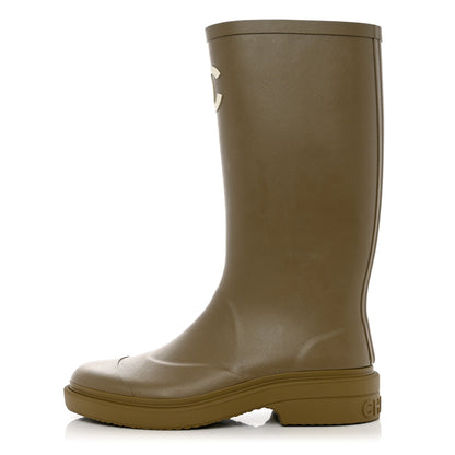 Chanel Caoutchouk CC High Boots 37 Dark Beige 1 of 9