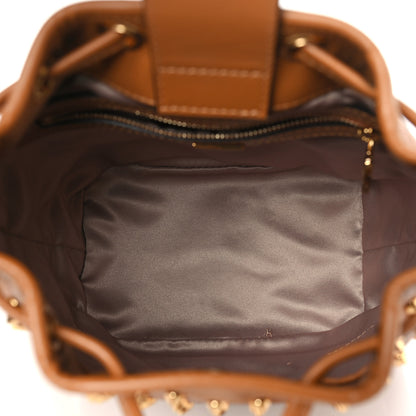 MCM Visetos Swarovski Crystal Studded Mini Drawstring Bucket Bag Cognac 5 of 9