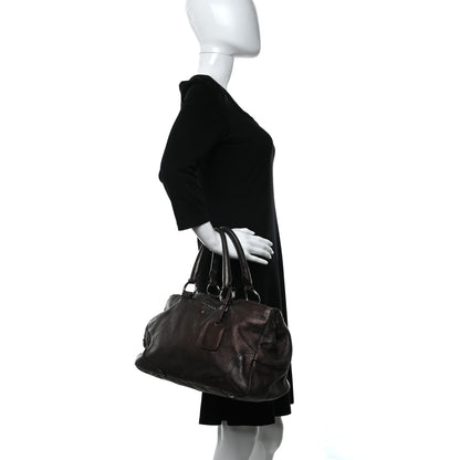 Prada Metallic Vitello Daino Hand Bag Piombo 2 of 22