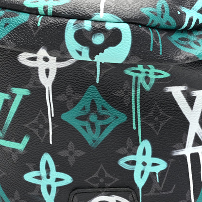 Louis Vuitton Monogram Eclipse LV Graffiti Discovery Bumbag Green Lights 7 of 9