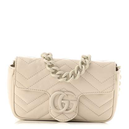 Gucci Calfskin Matelasse Monochrome GG Marmont Chain Belt Bag Mystic White 1 of 12