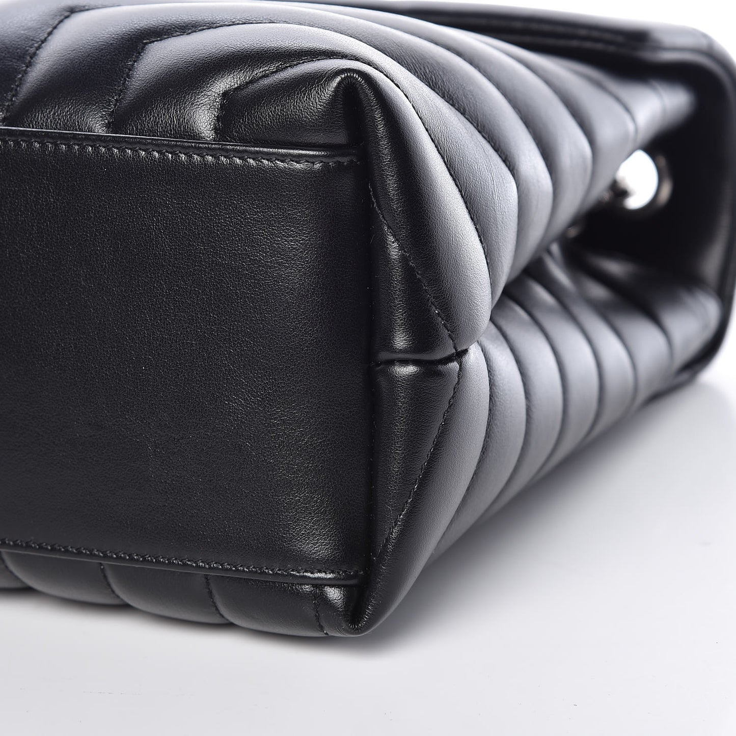 Calfskin Y Quilted Monogram Medium Loulou Chain Satchel Black