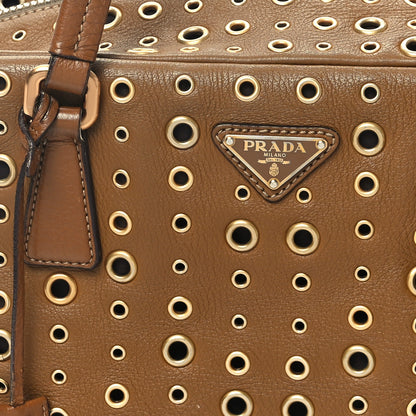 Prada Vitello Daino Grommet Satchel Bruciato 7 of 12